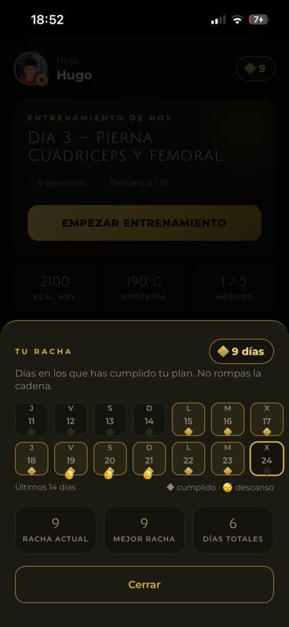 App de Proyecto Núcleo: Constancia medible